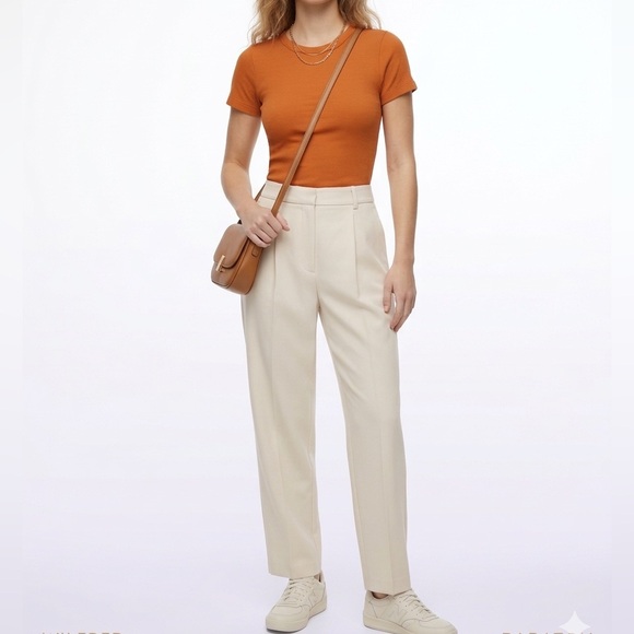 Sunday Best Tops - Aritzia Sunday Best Ribbed Orange Crewneck Stretchy Short Sleeve T-Shirt Size XS